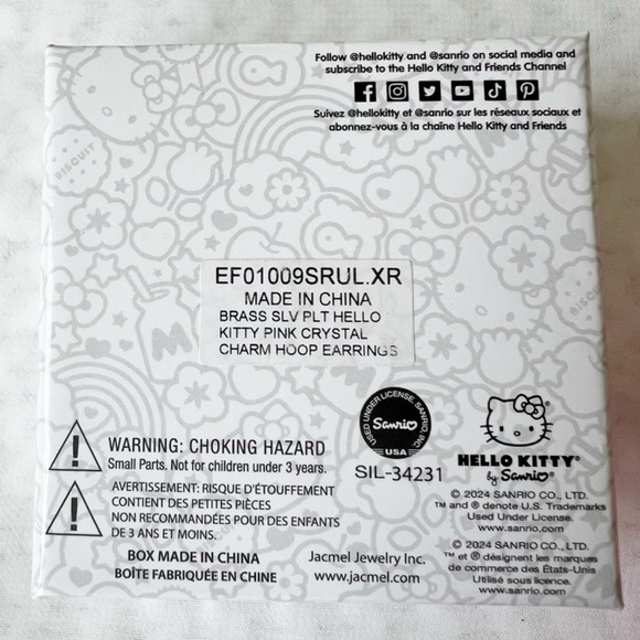 Hello Kitty Silver Charm Hoop Earrings - Picture 5 of 7